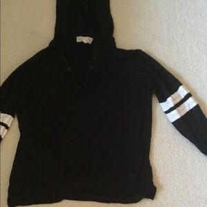 Black Long Sleeve Lace-Up Sweatshirt